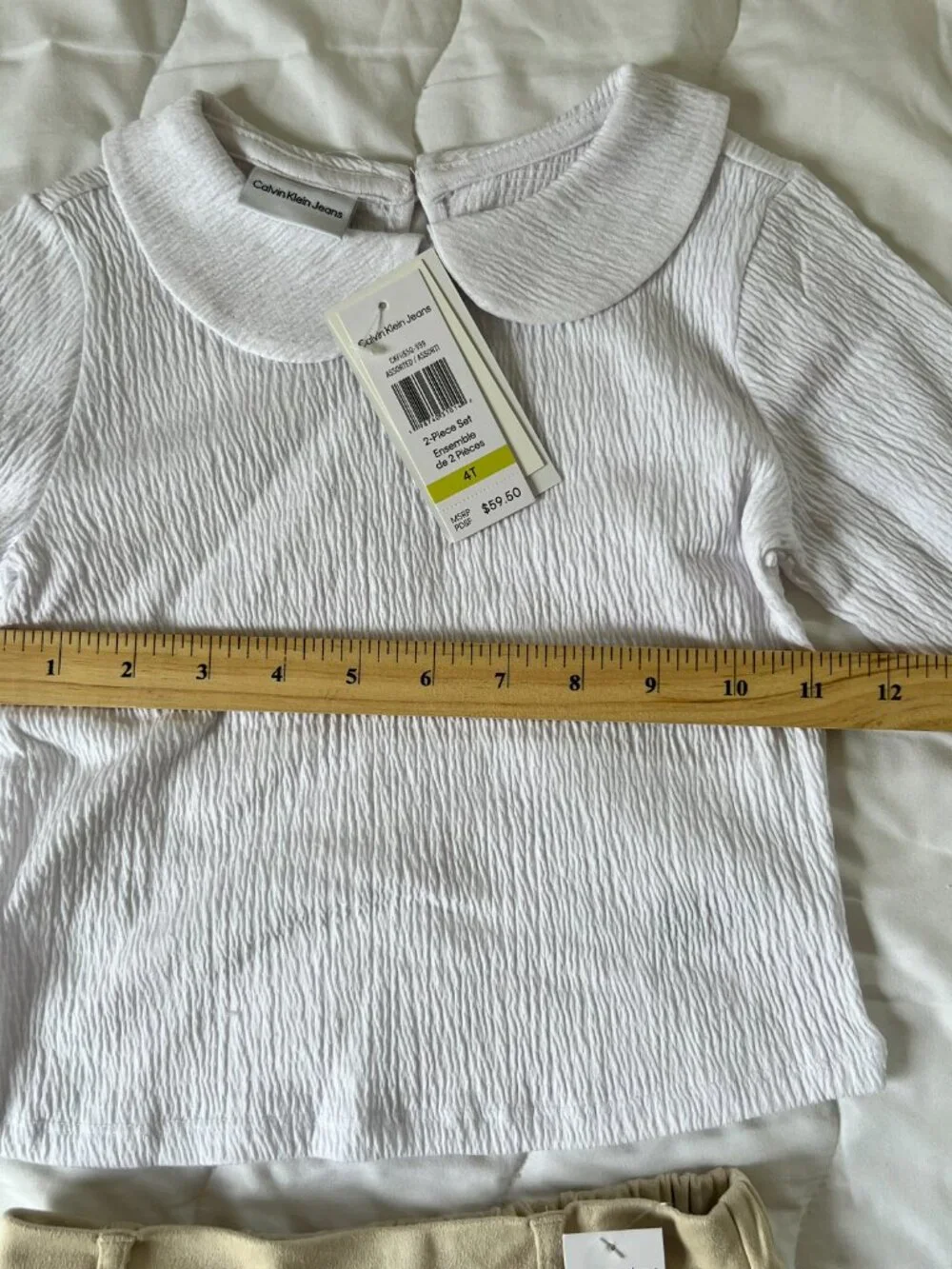 Calvin Klein Jeans Toddler Girl's Peter Pan Collar Top and Skirt Set, Size 4